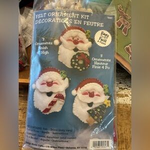Santa Ornament Kit - White and Red, makes 3 ornaments.